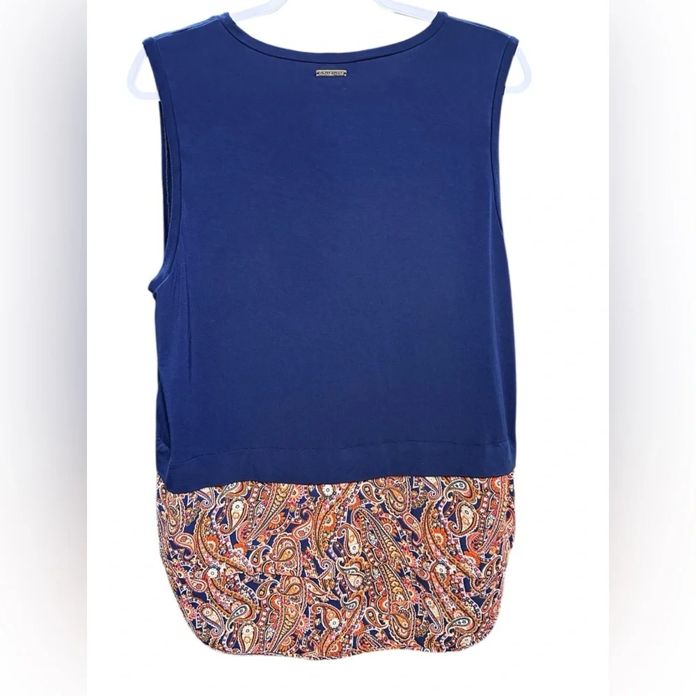 Michael Kors Blue Sleeveless Paisley Hem Top Women’s Size XL